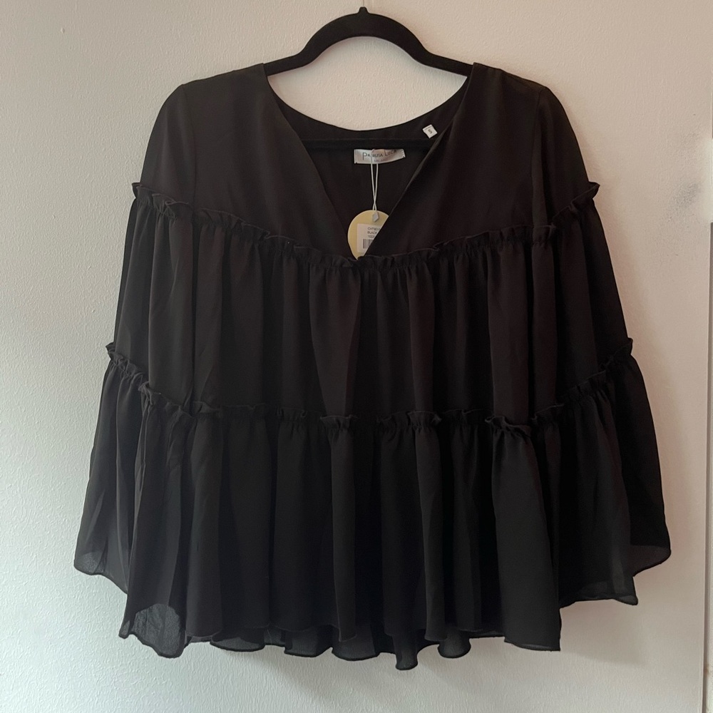 Patrizia Luca Black Tiered Blouse